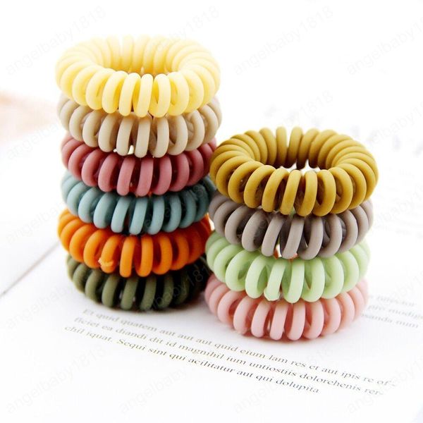 

telephone wire cord gum hair tie girls elastic hairband ring rope candy color bracelet kids hair accessories, Slivery;white