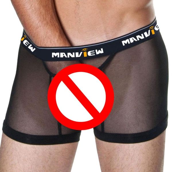 

underpants breathable mesh men underwear summer soft ultra-thin panties smooth and comfortable boxer letter printed, Black;white