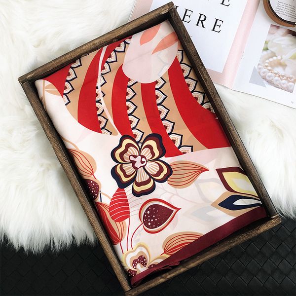 

new fresh flower scarves small square scarves women's silk like printing hair band bandage bags versatile decorative professional scarv, Black;purple