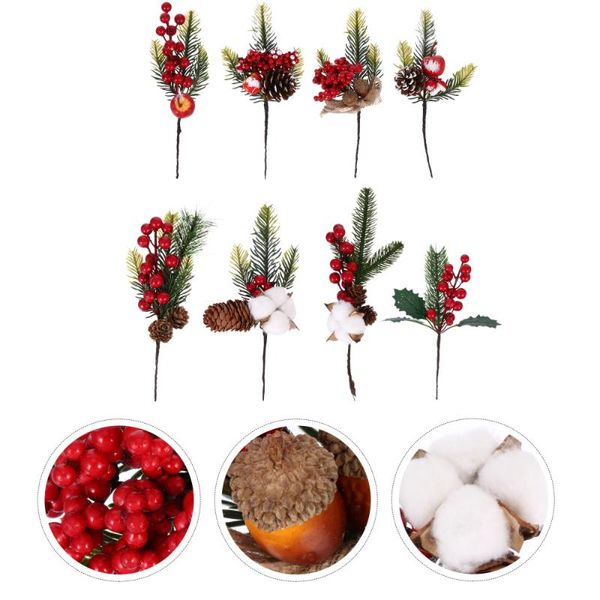 

8pcs christmas holiday decor simulation plant berry branches (random style)