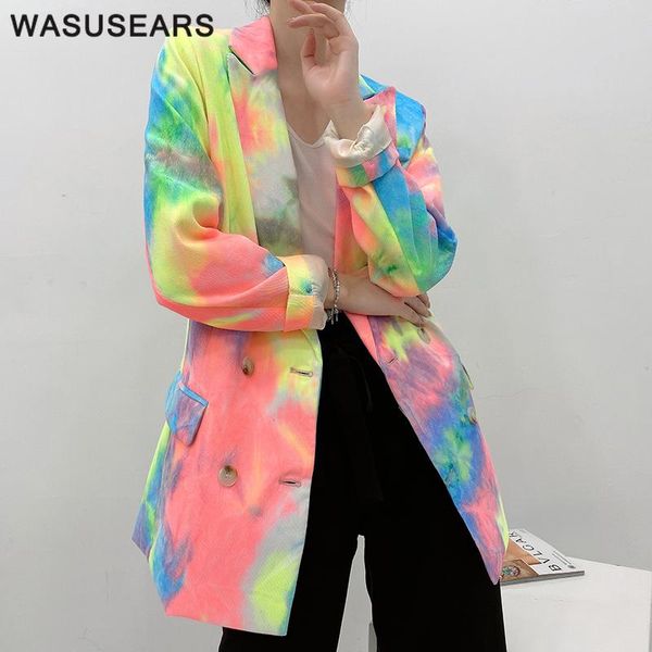 

women's suits & blazers women and jackets autumn double breasted blazer korean casual 2021 colorful jacket for mujer, White;black
