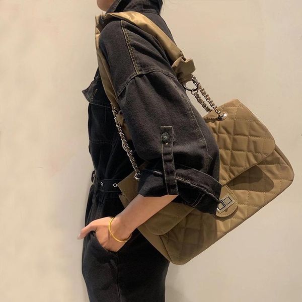 

evening bags 2021 ins rhombic nylon three-dimensional compartment flap bag shoulder strap chain ladies single messenger