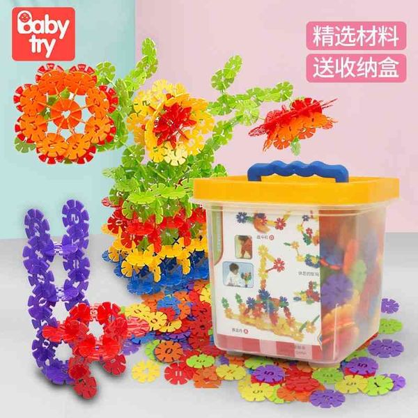 

children's snowflake toy assembly thickened building blocks puzzle boys and girls 2-3-6 years old baby digital assembly early education
