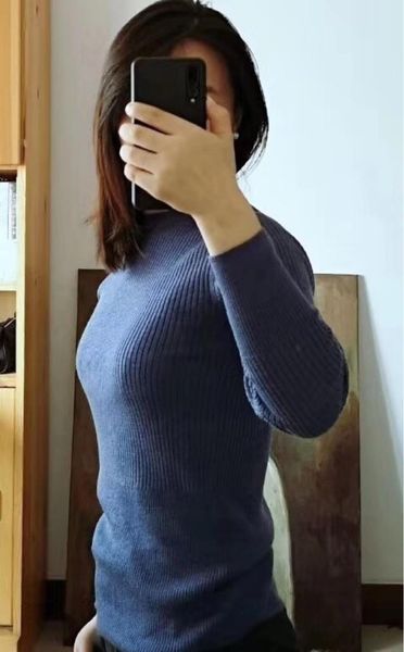

women's sweaters elfbop ladies wool & silk elastic knitting rib pullover - white/red/grey/blue o neck sweater, White;black