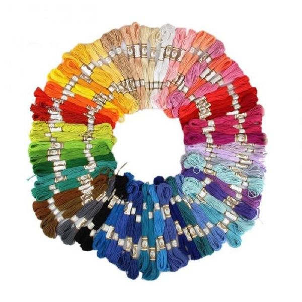 

yarn multicolor cross stitch threads cotton sewing skeins embroidery thread floss skein kit diy tool 50/100pcs, Black;white