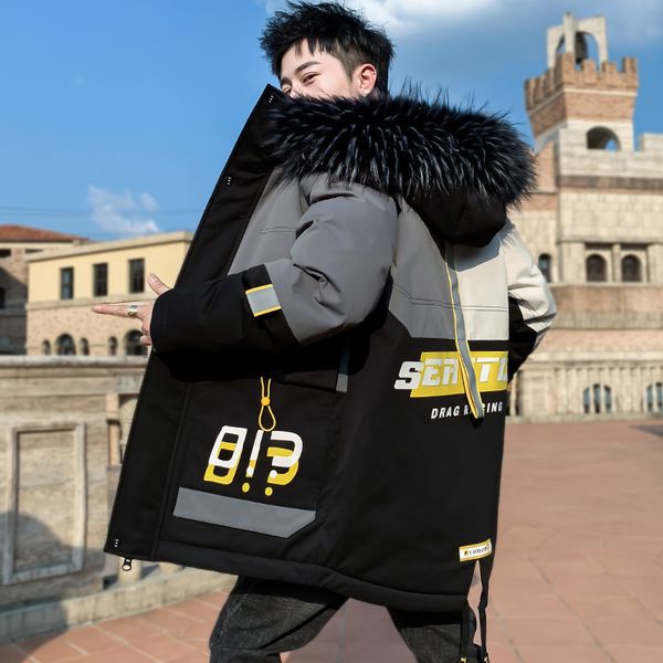 

2021 new winter cotton coat men's long section trend youth handsome camouflage clothes casual jacket drop shipping 9lcl, Black;brown