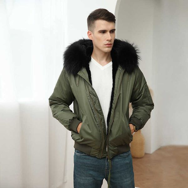 

2021 men's parka coats leather fur coat extra large jaet cotton clothing pie overcome one tide brand king, Black