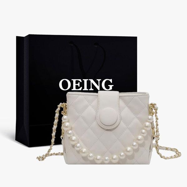 

evening bags diamond lattice quilted shoulder pearls tote bag women elegant luxury designer handbags leather ladies purses 2021