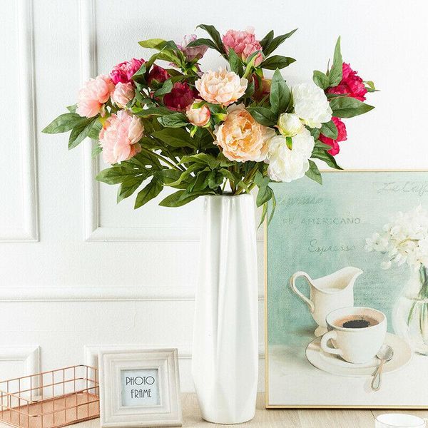 

decorative flowers & wreaths 1pc european simulation single branch peony wedding hall home decoration artificial silk fake flower