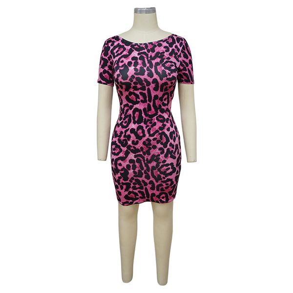 

leopard print bodycon dress outfits for women club wear short sleeve open back mini dresses d37-ce30, Black;gray