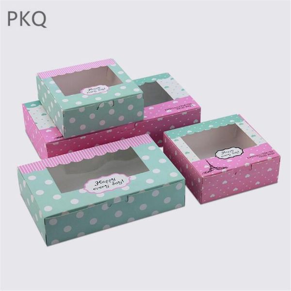 

gift wrap 50pcs large macaroon box paper packaging with window pink for mooncake