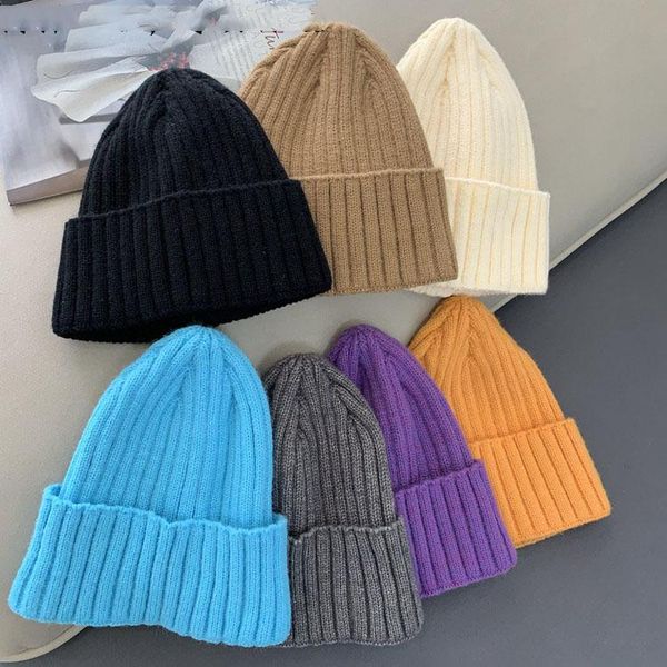 

berets beanies women 2021 solid knitted warm soft trendy hats simple korean style womens wool casual caps elegant all-match beanie, Blue;gray