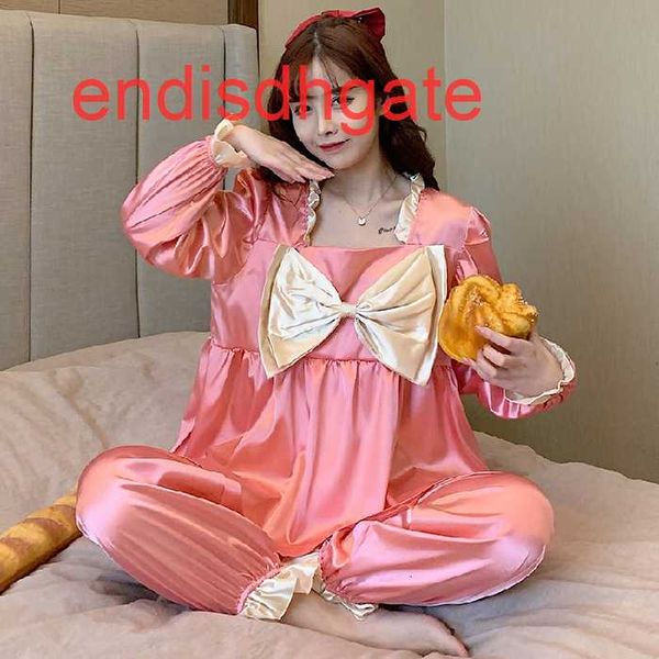 

women's sleeve long like loose suit pajamas u-neck japanese princess silk home clothes, Black;white