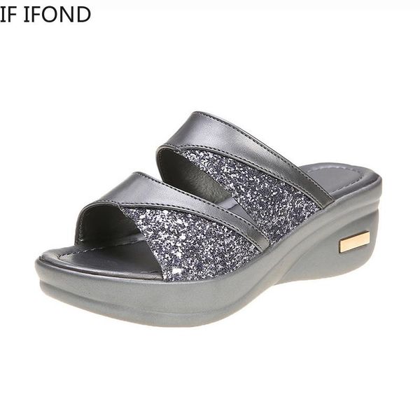 

slippers if ifond women summer lady retro stitching beach open toe sandals thick bottom casual shoes outdoor fashion flip flops, Black