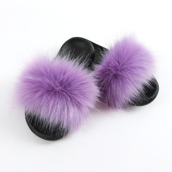 

slippers womens color matching fur ladies slides female furry sandals girls fluffy flip flops sliders shoe woman, Black