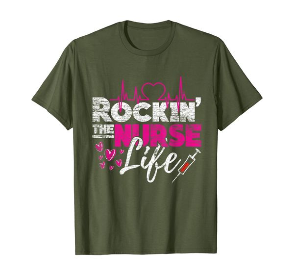 

rockin' the nurse life t-shirt, White;black