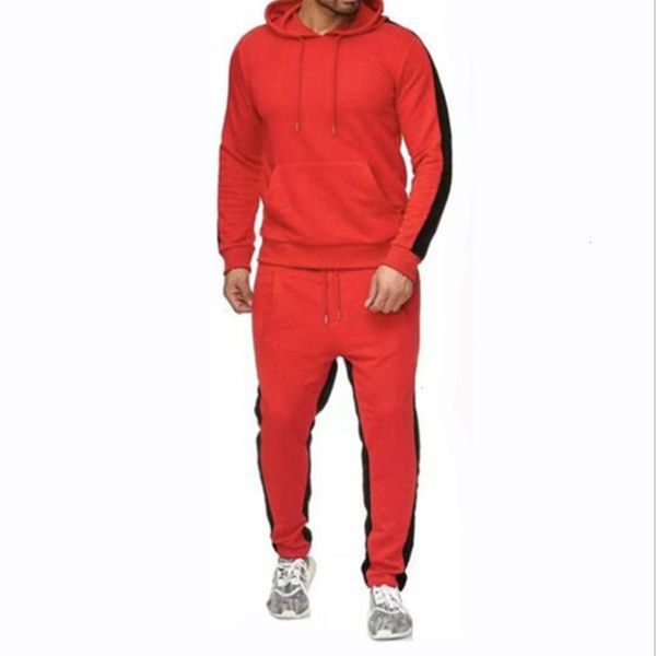 

blank hoodie set piece contrast suit sports men's solid pullover, Gray