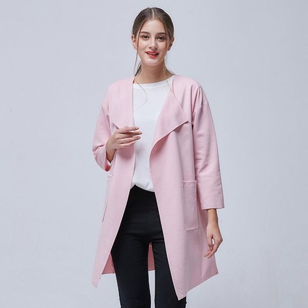 

women's trench coats 2021 large fat mm fashion long cardigan coat solid color temperament windbreaker 0jr7086, Tan;black