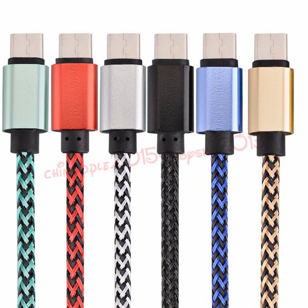 

1m 2m 3m type c micro v8 fabric braided usb data charger cable for samsung s6 s7 edge s8 htc