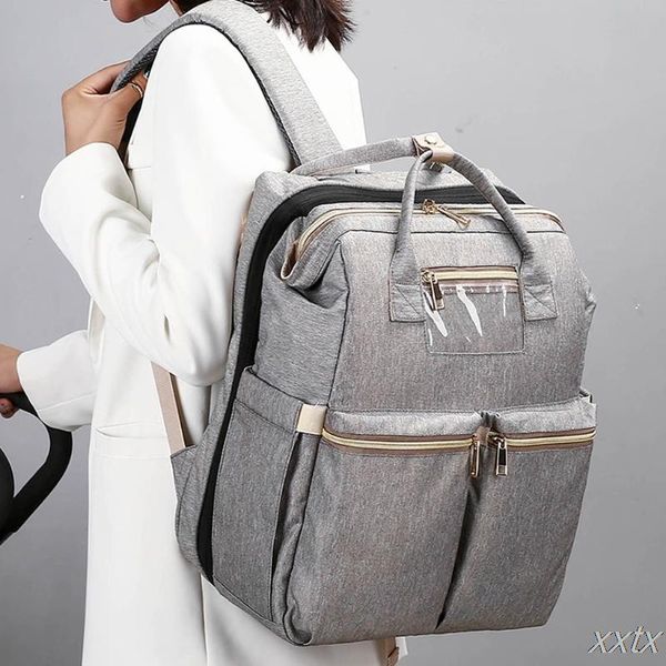 

backpack baby infant nappy zipper changing bag portable large capacity folding crib diaper stroller straps for travel outdoor