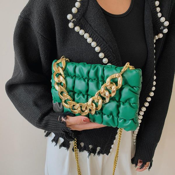

evening bags fashion pleated shoulder bag thick chain women crossbody designer small handbags and purse brands flap for 2021