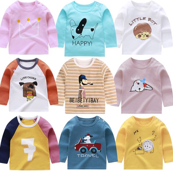

baby t-shirts kids cotton long sleeve childrens clothing autumn winter cartoon toddler costumes for boys girls t shirt, Blue