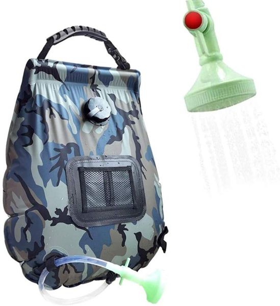 

hydration packs portable solar shower bag for camping hiking 5 gallons/20l with large nozzle removable hose outdoor traveling summer