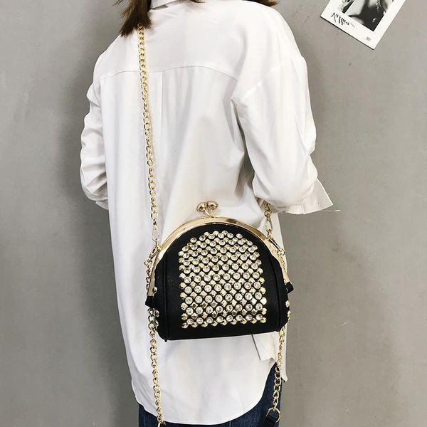 

evening bags nigedu women shoulder bag retro kiss lock crossbody for female colored diamond shell clip wallet pu leather handbags