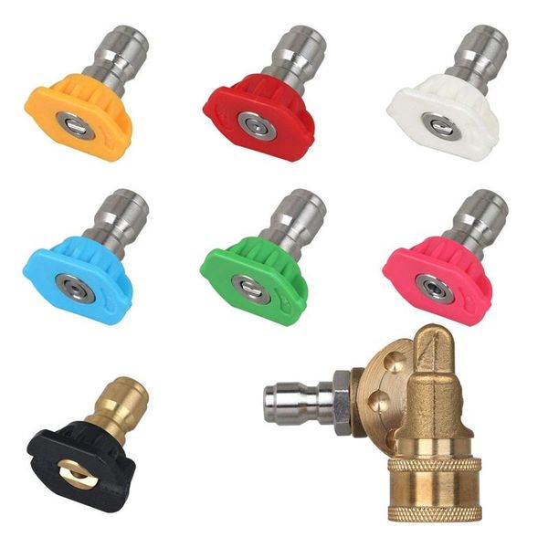

water gun & snow foam lance universal power pressure washer spray nozzle tips and quick connect pivot adapter coupler 180 degrees with 5 rot
