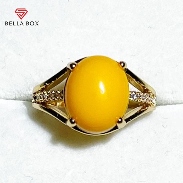 

cluster rings bella box trendy yellow chalcedony open for women 925 sterling silver with zircon vintage jewelry engagement gifts, Golden;silver