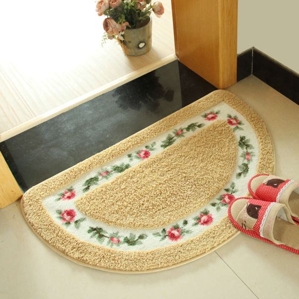 

semi round idyllic rose floor mat bathroom anti slip absorbent carpet bedroom door pad