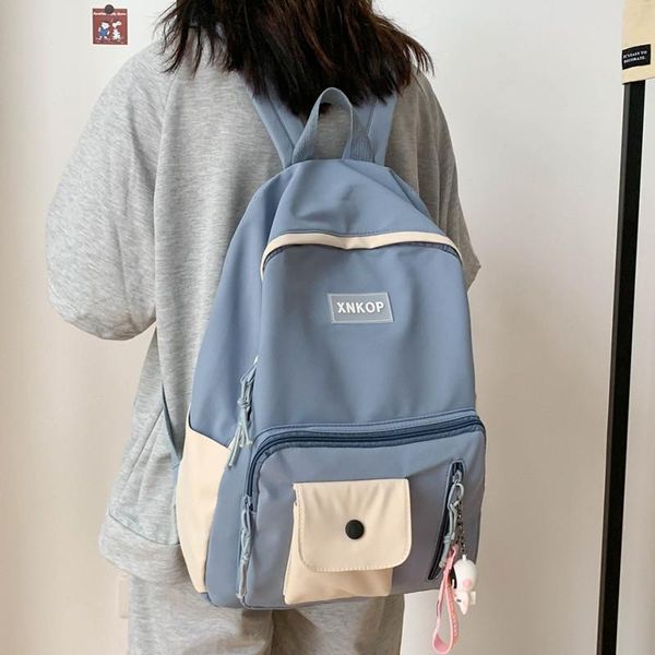 

school bags fashion women's backpack trendy simple nylon waterproof schoolbag forgirls outdoor anti-theft travel backpacks with many po