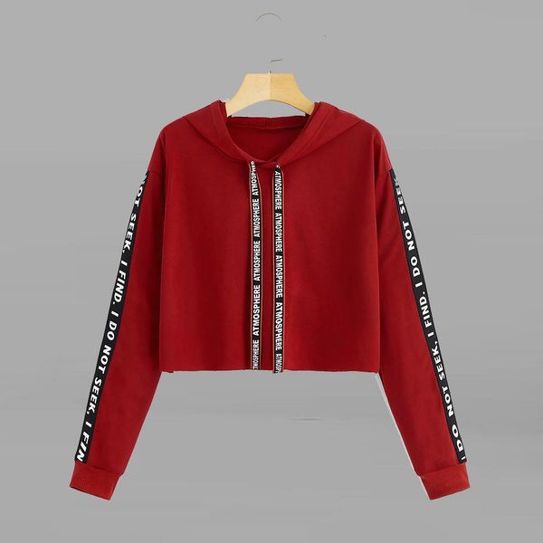 

women hoodies sweatshirt autumn crop long sleeve sweatshirt hoodie letter print pullover sweatshirts coat women hoodies, Black