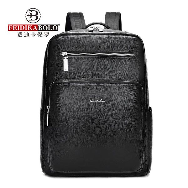 

backpack fashion black large business travel genuine leather men's cow backpacks college school men bag