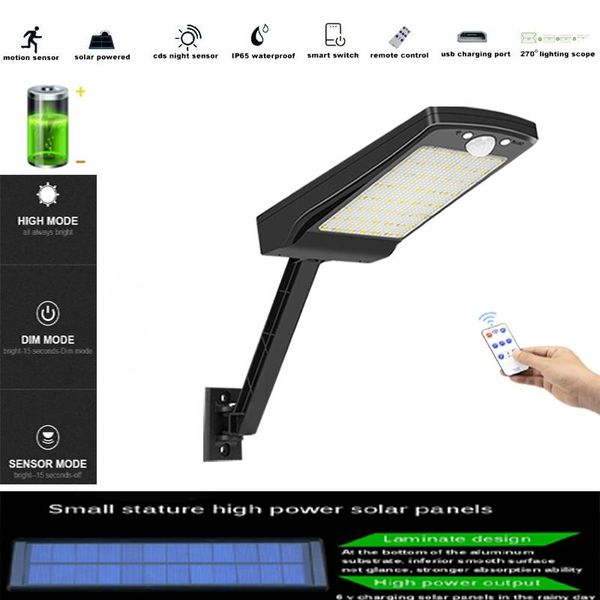 

solar lamps 56 led light outdoor waterproof lampara power pir motion sensor wall decorat garden lamp