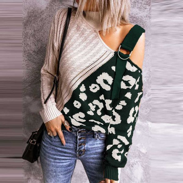 

women's sweaters women turtleneck off shoulder knitted autumn elegant printed patchwork pullover streetwear hollow out qd60, White;black