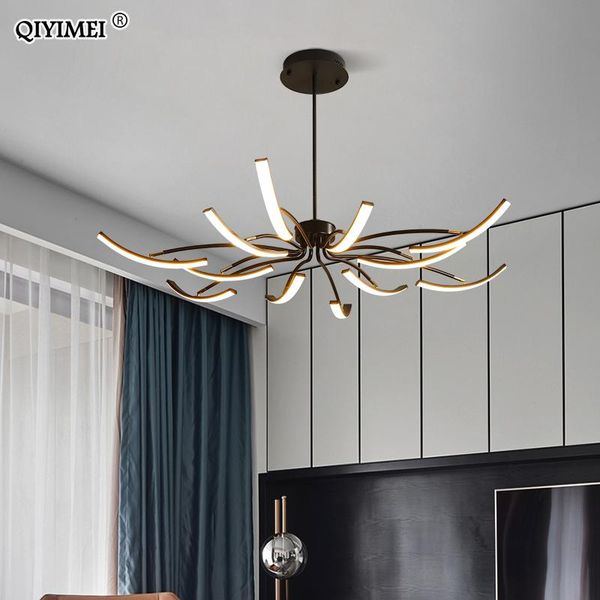 

white black modern led chandeliers for living dining room dimmable remote controller iron body lighting fixture kitchen lustre