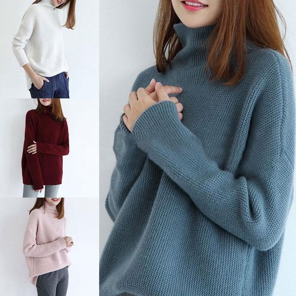 

women's sweaters wool winter cashmere sweater women high collar thick loose pullover lazy wind knitted large size base shirt 2021 top, White;black