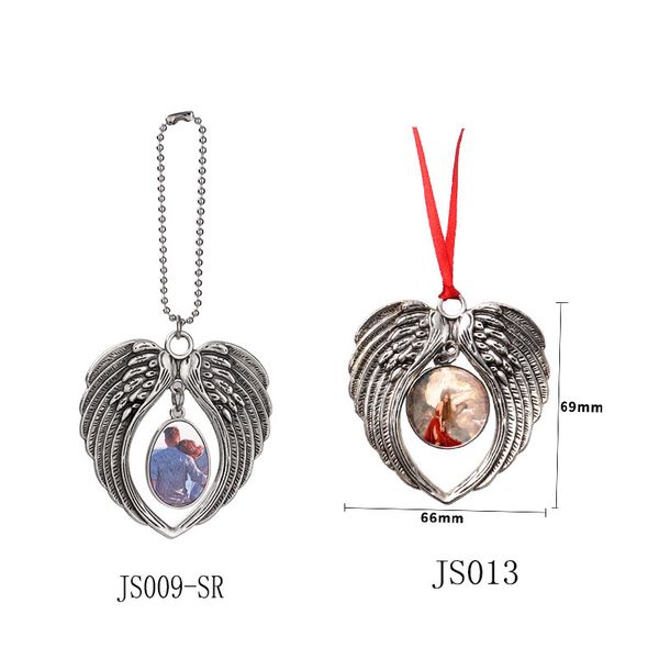

factory wholesale creative heat transfer blank diy metal wings car pendant christmas pendant party gift