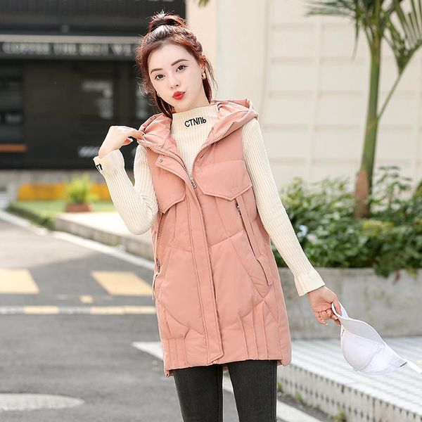 

women's vests autumn winter women waistcoat vest 2021 casual solid sleeveless thicken warm padded coat outwear, Black;white