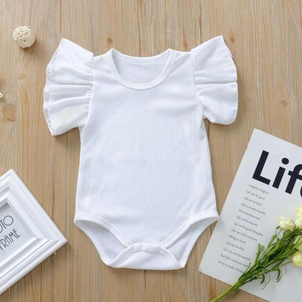 

byp596 designer clothes rompers falbala baby girl climb summer solid ruffle clothes kids triangle bodysuits fashion suits onesies jumps dqsc, Black