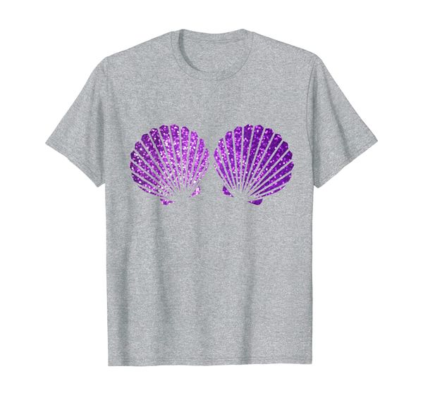 

purple violet mermaid shell bra t shirt, White;black