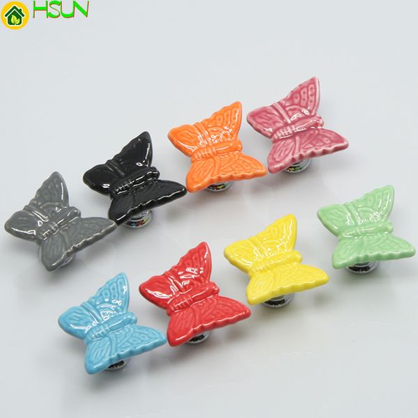 

2018 colorful butterfly ceramic drawer knob for cabinet
