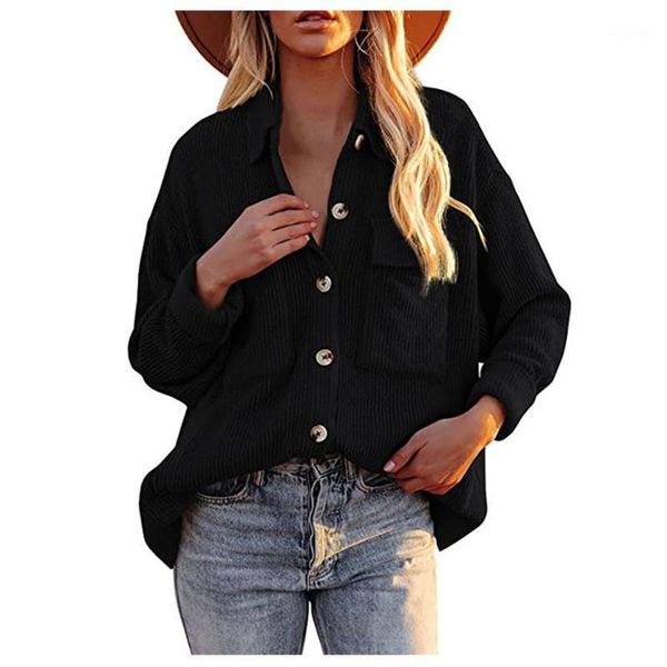 

women's jackets corduroy jacket womens solid color single breasted pocket long sleeve buttons down turn collar autumn outwear coats, Black;brown
