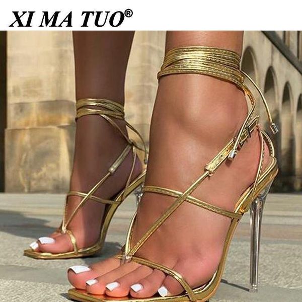 

sandals shoes woman elegant ankle strappy party goldenhigh heels wedding open toe zapatos, Black