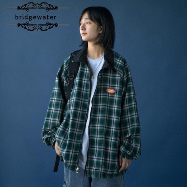 

women's jackets bridgewater plaid spring and autumn korean loose ins trendy cool wild couple jacket wear both sides, Black;brown
