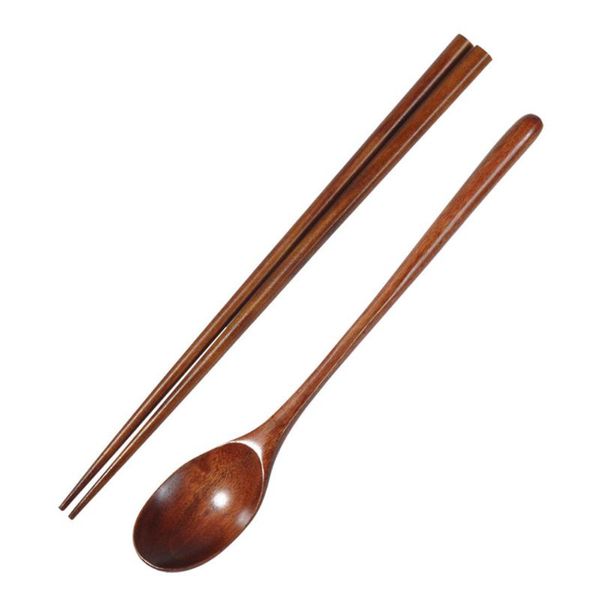 

portable wood tableware wooden cutlery sets travel dinnerware suit environmental with cloth pack gifts set chopsticks #7