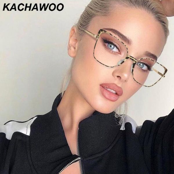 

sunglasses kachawoo optical square glasses anti blue light leopard fashion eyeglass frame women metal european ladies trendy accessories, White;black