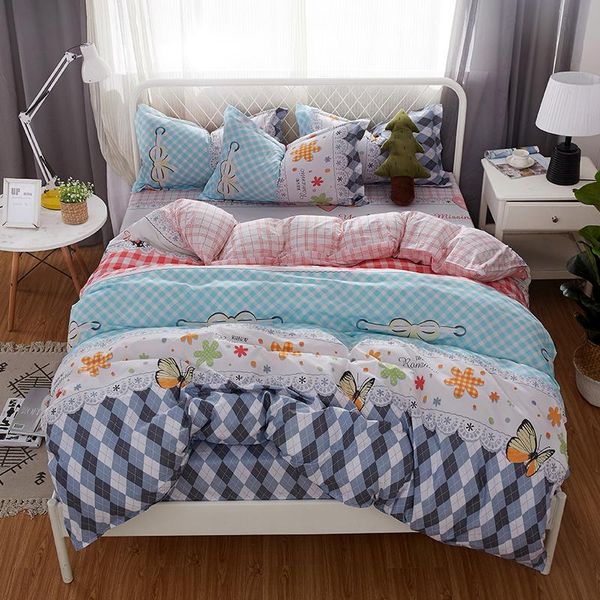 

bedding sets butterfly flower fashion pink blue white set comforter duvet cover active printing bed linen good quality