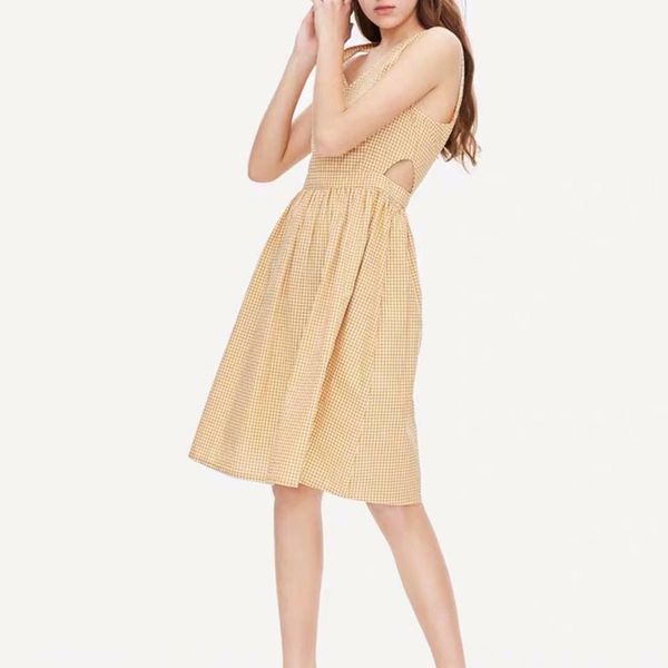 

women summer sleeveless plaid mini dress vintage female hollow out dress casual v-neck lady holiday beach dress, Black;gray